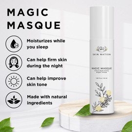 Skin Nation Magic Masque, Hydrating Night Mask with Hyaluronic Acid & Botanicals, Plant-Based Overnight Mask for Dry Skin, Smooth Texture & Radiant Glow, 1.69 fl oz