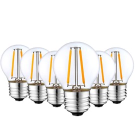 Beonllay Dimmable 2W LED Globe Bulb 25Watt Equivalent E26 Light Bulb Warm White 2500K LED Edison Bulb, Vintage Filament Edison Decorative Bulb for Chandelier, Ceiling Fan, 6 Pack