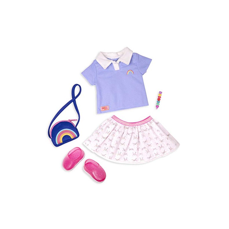 Our Generation Rainbow Academy Outfit – Multi-coloured School Uniform with
