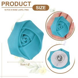 uxcell 16 Pcs Lapel Flowers for Men Suits, 2 Inch Lapel Pin for Men Satin Rose Artificial Fabric Flowers Brooch Boutonnieres for Wedding Party Prom Ceremony, Blue