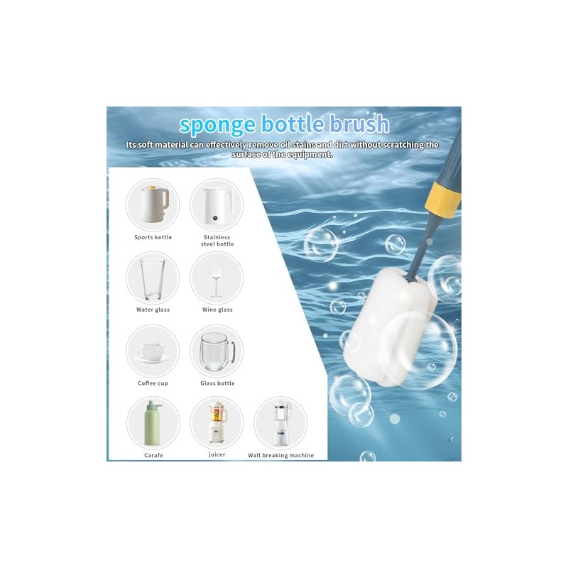 2-Pack Adjustable 12.9" Sponge Bottle Brushes Cleaning Set | High