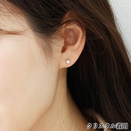 HSP Round Stud Earrings, Surgical Stainless Steel, Hypoallergenic, Simple, Cubic Zirconia, 1 Pair for Both Ears, For Men/Women, Crystal, Crystal