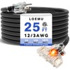 LOEMU 25FT 12 Gauge Outdoor Extension Cord with Multiple Outlets