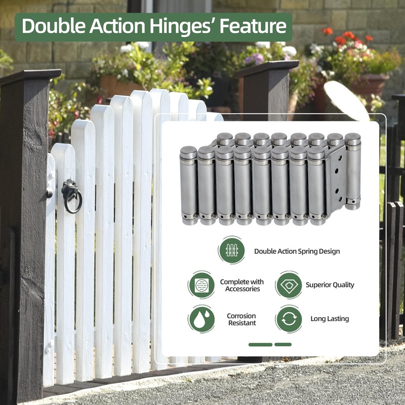AnvFlik 4pcs 3in Double Action Spring Hinges, Self Closing Door