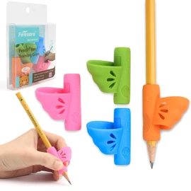 Firesara Left-Handed Training Grips, Original Butterfly Pencil Holder Correction Writing Aid Grip for Kids Handwriting Special Needs Preschoolers Children Adult Lefties Assorted Colors (4PCS)