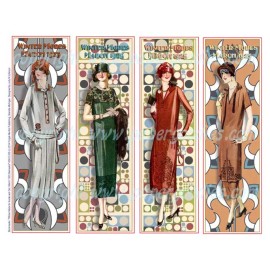 SALE! 24 Twenties Women's Fashion Bookmarks: SIX Cut & Use Cardstock Sheets