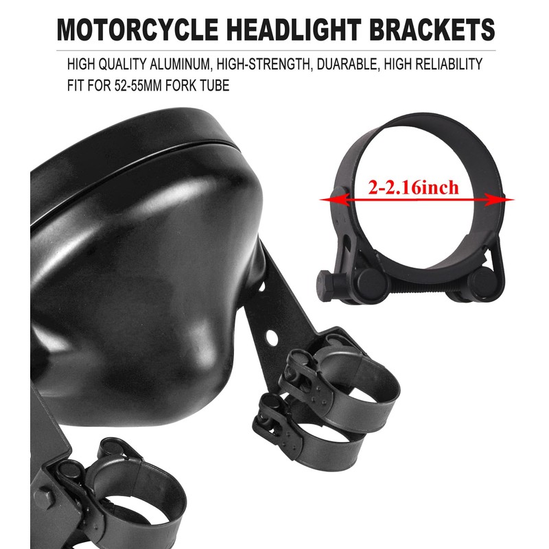 PKEDUO 52mm Motorcycle Headlight Brackets 2-2.16inch Fork Tube Mount Brackets