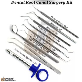Medentra  Root Canal Instruments Pulpotomy Tray Set-up Endodontic Spreader Probe Tweezers