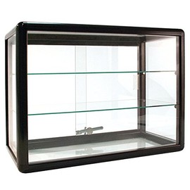 Aluminum Black Frame Countertop Glass Showcase -24 W x 12 D x 18 H Inches