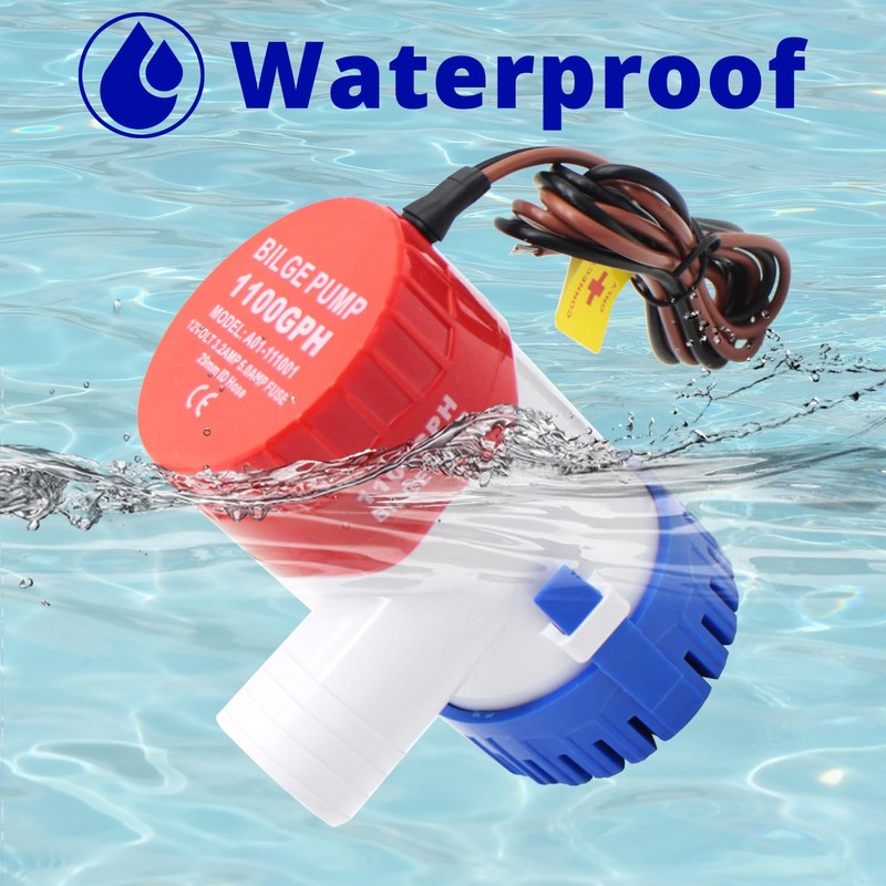 CREATORELE 12v Bilge Pump 1100GPH Non-Automatic And a 1-1/8 Inch