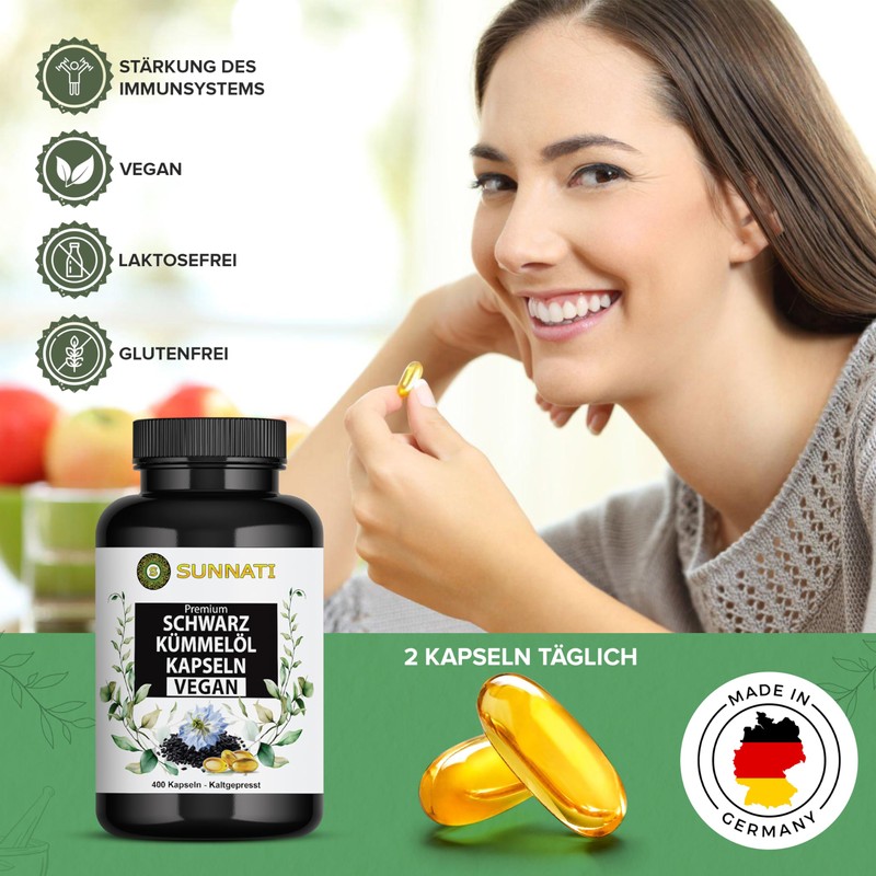 Sunnati - 400 Black Cumin Oil Capsules Vegan - 1000