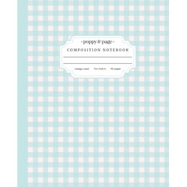 Aesthetic Pastel Gingham Notebook: Light Blue and White Checkered Plaid Cottagecore Composition Notebook for School | College Ruled Lined Pages