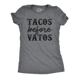 Womens Tacos Before Vatos T Shirt Funny Mexican Food Lovers Joke Tee for Ladies Funny T Shirts Sarcastic Tops for Women Cool Food Top Women's Novelty Tees Dark Grey M