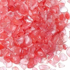 YATOJUZI Cherry Quartz 1LB Aquarium Gravel Rocks Bulk Wholesale Tumbled Crystals Stones Chips Crushed Reiki Energy Balancing Gemstones for Planters Vase Filler Fountain Fish Tank Potted Decor