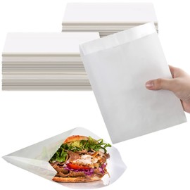 Zubebe 600 Pcs Paper Sandwich Bags 7 x 6 x 1 Inch Wet Wax Glassine Paper Grease Resistant White Semi Translucent Bags for Bakery Cookies Candy Snacks French Fries