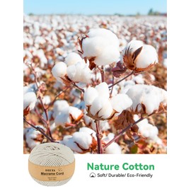 HEETA Macrame Yarn, 3 mm x 100 m, Soft Rope Yarn for Crafts, Natural Cotton, Robust, 4 Strands Twisted Cotton Cord for Beginners, DIY Home Decoration