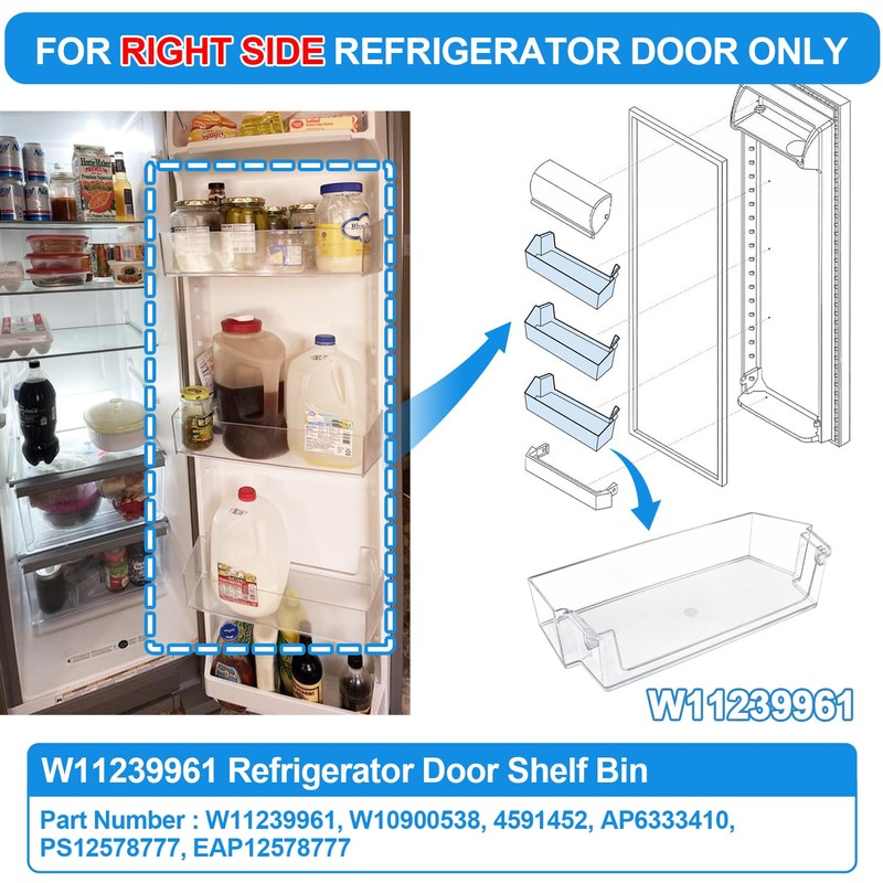 [UPGRADED] W11239961 Refrigerator Door Shelf Replacement Compatible with Whirlpool Refrigerator