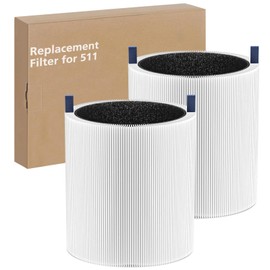 2-pack 511 Replacement Filter, Compatible with Blue Air Blue Pure 511 Air Purifier, Ture HEPA Filters, and Activated Carbon Filter