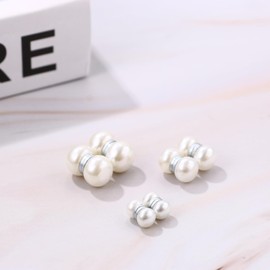 Flongo Magnetic Pearl Earrings for Women: Fake Plug Without Pierced Earrings, Magnetic Pearl Earrings, Stainless Steel Ear Clips, No Piercing, White, Round Pearl Ear Clips, 6-10 mm, Jewellery Gift,