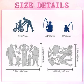 DELORIGIN 6 Styles Father and Child Cutting Dies Card Borders Stitch Die Cut Carbon Steel Die Cuts Stencils Card Making Scrapbooking Embossing Template Dies for Father's Day Craft Albums Card Decor