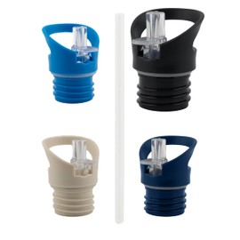 Salty Mind Replacement Lid/Drinking Attachment with Straw for Stainless Steel Drinking Bottle or Other Wide Mouth Drinking Bottle, Straw Lid/Straw Lid with Opening Diameter 45 mm (Black)