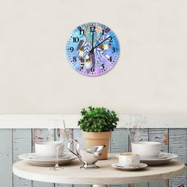 Minimalist Wood Clock Analog Round Non-Ticking Boho Moon Dream Catcher Feather Modern Wall Clocks Galaxy Outerspace Nebula Prints Wall Decor for Workshop Patio Auto Shop 10 Inch