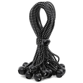 A ANTELOPE 50-Pack Ball Bungee Cord, 10" Heavy Duty Bungee Cord of Canopy Tarp Balls for Camping, Tent, Cargo, Fixed Lines and Hoses, Patio Umbrellas, Awnings (Black & White)