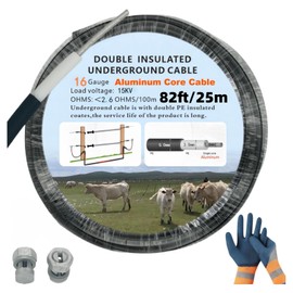 CYM-INSIST 16 Gauge- 82 ft Electric Fence Double Insulated Wire Underground, Electric Fence Double Insulated Underground Hard Cable,Aluminum Core Cable