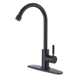 CREA Matte Black Faucet for Kitchen Bar Outdoor Sink 1 Hole 3Holes(with Deck Plate)，High Arc 360°Swivle Single Handle Tap Brushed 304 Stainless Steel