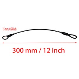 4 Pcs Black 3mm Diameter Braided Steel Safety Lanyard Cable with Rubber Coated and Loops 12" Stainless Steel Wire Rope for Chain Locks, Luggage, Backpacks
