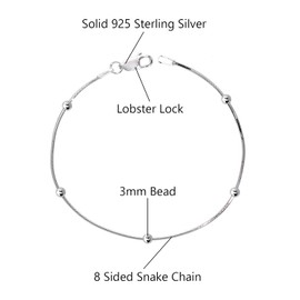 Savlano 925 Sterling Silver 9, 10 Inches Chain Anklet for Women Comes With a Gift Box