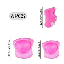 Tabanzhe 6PCS Protective Pad Gear Set,Kids Elbow Knee Wrist Safety Guard Kit,Adjustable Sports Protection Pad for Children Teenager Girls Skating Cycling Skateboard Rollerblading Scooter(Pink)