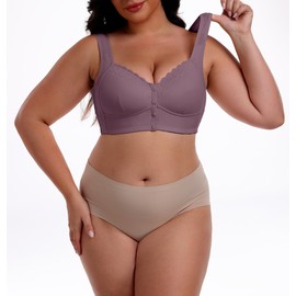 Bras for Women No Underwire Front Closure Bra Push Up Full Coverage Everyday Bras,Purple,38C