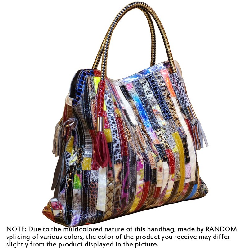 RainboSee Women OverSize Random Multicolor Purse Handbag Large Capacity Satchel