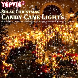 YEPVIE Solar Candy Cane Lights, 12PCS Waterproof Candy Cane Christmas Outdoor Lights with 72LED, 8 Modes 1200mAh Solar Powered Outdoor Decorations Led Light for Christmas Pathway, Yard, Patio, Garden