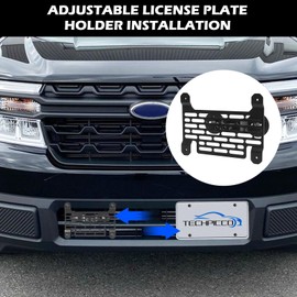 TECHPICCO License Plate Frames for Maverick 2022-2025, No Drill Front License Plate Bracket Holder Compatible with Ford Maverick 2022-2025 (Black) | Fits Most of Vehicle Front Grille