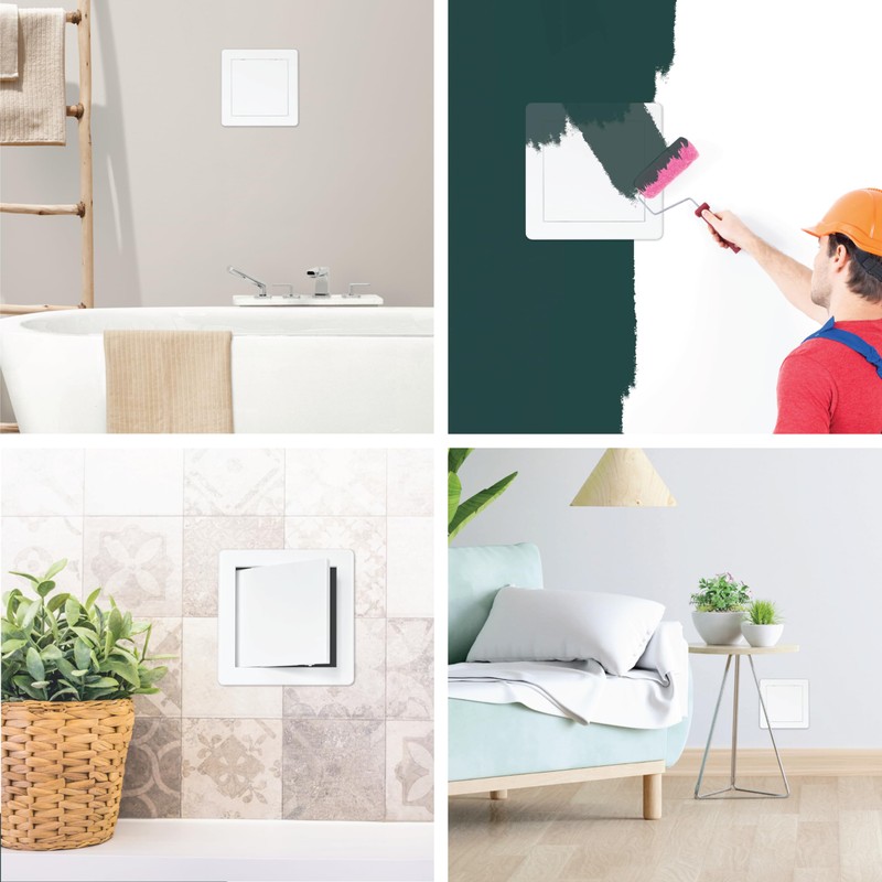 6" x 6" White Plastic Access Panel. Service Shaft Door