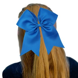 CN Girls Electric Blue Cheer Bow with Ponytail Holder for Cheerleading Girl Pack of 10