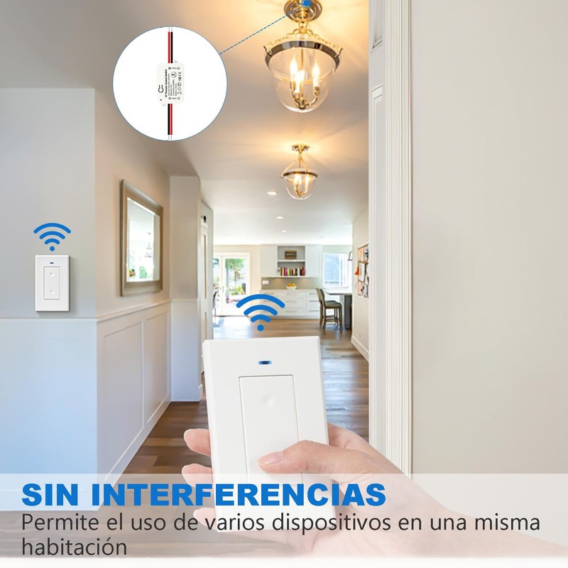 Interruptor de Luz Inalámbrico y Kit de Receptor Sin Cableado