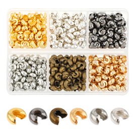 Teaha 600 PCS Stainless Steel Beads for Jewelry - 4mm Crimp Covers, Positioning Bead Chain