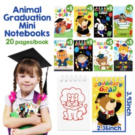 24Packs Animal Graduation Mini Notepads Class of 2025 Congrats Grad Spiral Notebooks Pocket Journal Memo Pads Teacher Rewards Classroom Exchange Party Favors Gift for Kindergarten Preschool Students