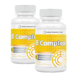 HEALTHADDICTION - 2 Pack Complejo B Vegano B Complex, Vitaminas B1, B2, B3, B5, B6, B7, B9, B12-60 Tabletas de 700mg para Energía y Apoyo Nervioso    