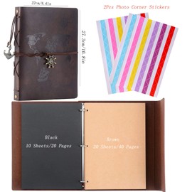 Zeeyuan DIY Photo Album, 60 Pages, 22 x 27.3 cm, Guest Book, Wooden Photo Book with Photo Corners for Valentine's Day, Birthday, for Couples, Friends