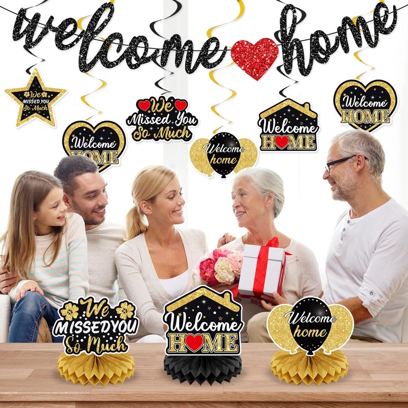 Welcome Home Decorations | Pre-Strung Glitter Welcome Home Banner and