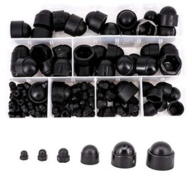 145pcs Black Nylon Plastic Hex Nuts and Bolt Covers M4 M5 M6 M8 M10 M12 Set