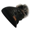 Linette Women's Winter Hat Black with Gold Print Handmade Hat,