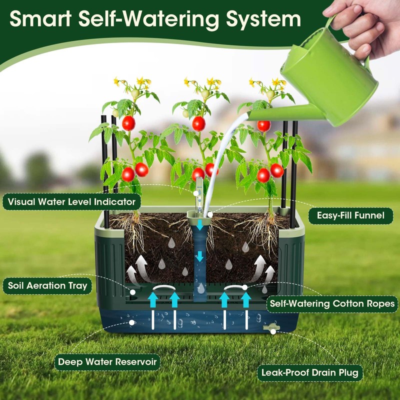 MQHUAYU 2 Pack 51" Self Watering Planter Box with Trellis,