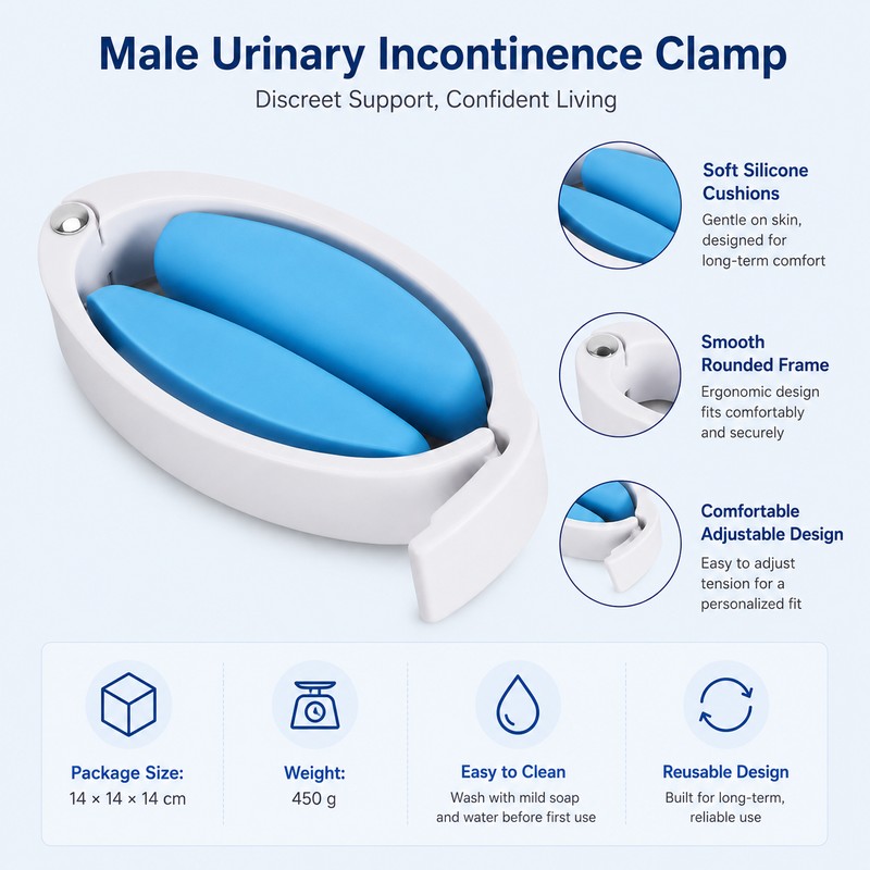 Male Incontinence Clamp for Daily Leakage Management – Adjustable Soft