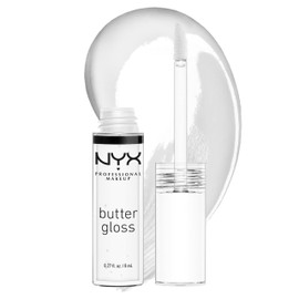 NYX Professional Makeup Lip Gloss Gloss with Non Sticky Formula, Butter Gloss, Clear, Twin Pack