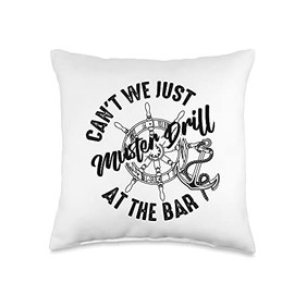 Cool Muster Drill At The Bar Funny Bartender Fan Boat Gift Throw Pillow